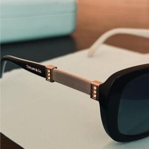 Tiffany & Co Gold & Diamond Black Sunglasses